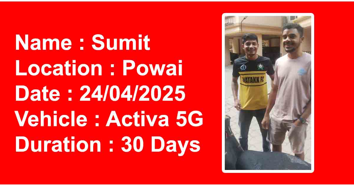Scooty rental customer of letsselfdrive sumit